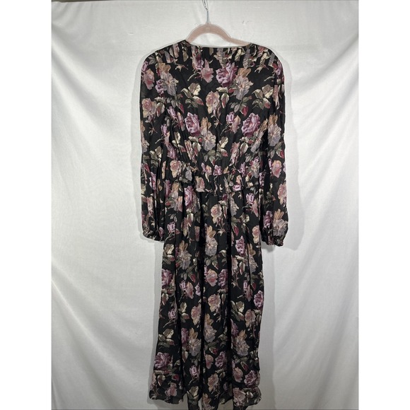 NWT The Kooples [ SZ 3 ] English Rose Floral Long Sleeve Maxi Dress Black #U1266 - Picture 14 of 16